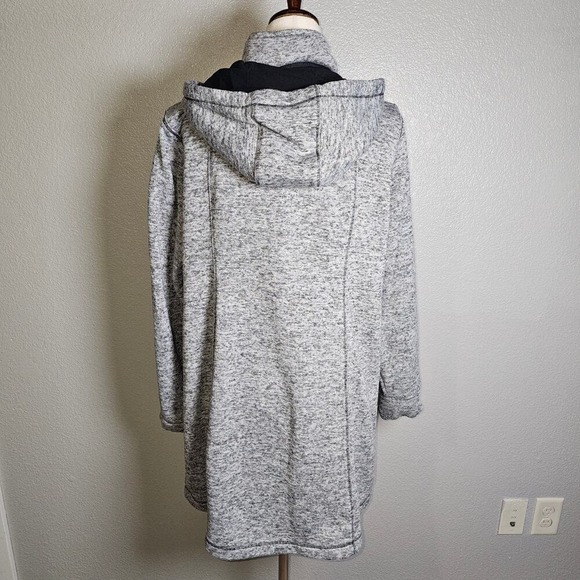 Calvin Klien Long Line Heathered Gray Hooded Zip Up Jacket Lg PTP 23 Length 32 - Picture 3 of 11